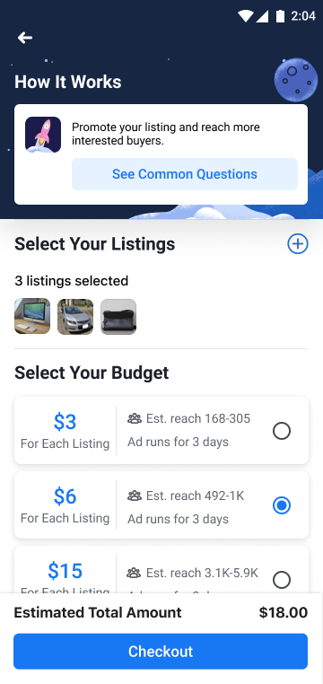 Facebook boosted listings